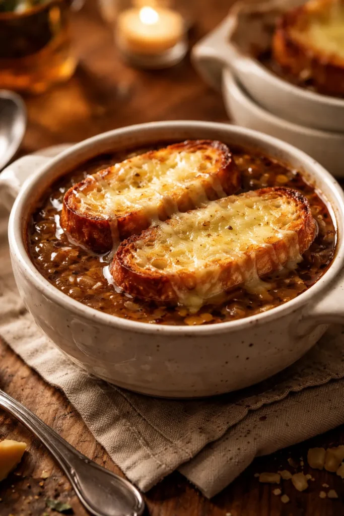 8 Comfort Food Recipes for a Cozy Night In 9 Bowl of French onion soup with Gruyere croutons