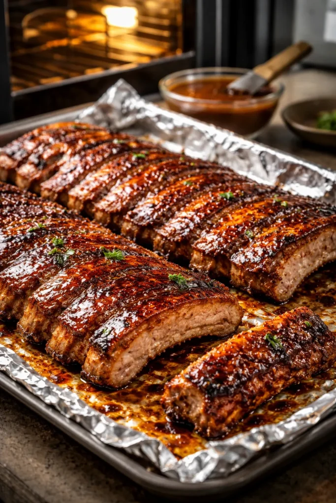 8 BBQ Rib Recipes for a Backyard Cookout 2 Oven-baked baby back ribs with caramelized crust under broiler