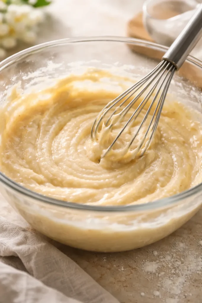 10 Baking Tips Every Beginner Needs to Know 6 Batter with minimal mixing in glass bowl and whisk resting