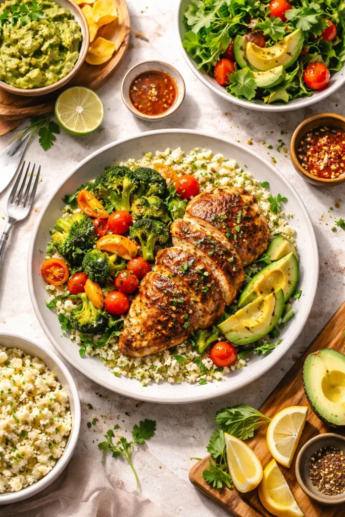 8 Paleo Dinners That Don't Taste Boring 1 Colorful plated paleo dinner with seared protein and vibrant vegetables