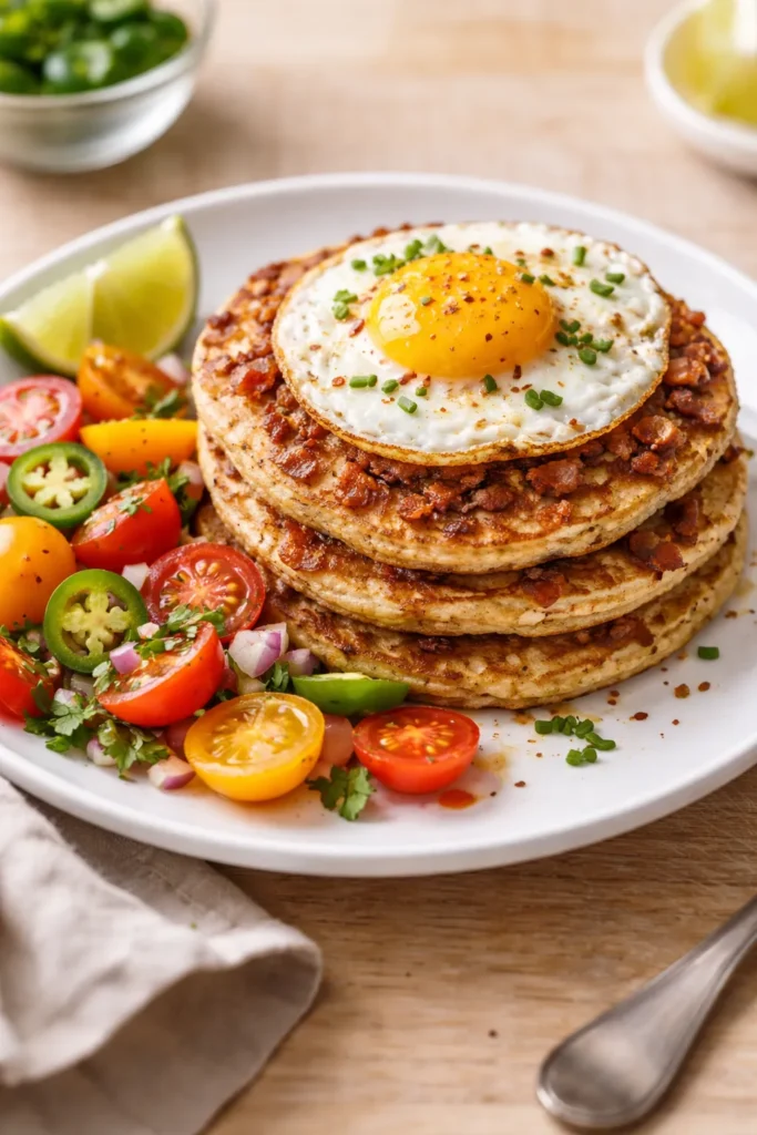 8 Savory Pancake Recipes for a Weekend Brunch 9 Grain-free pancake stack with bacon and fried egg