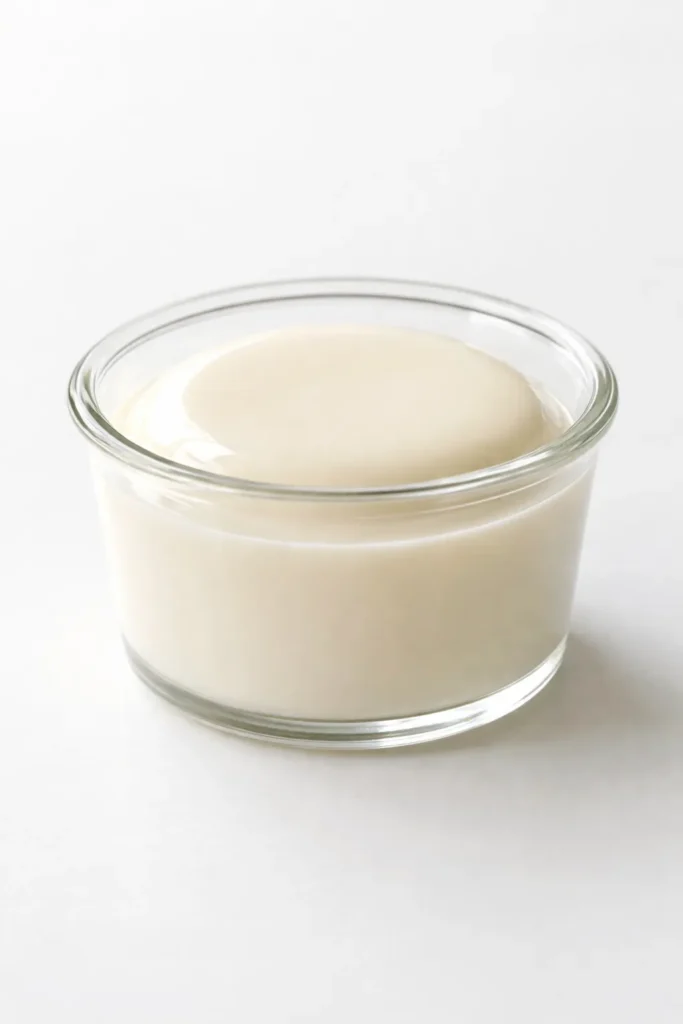 15 Fool Proof Dessert Recipes for Bad Bakers 7 Close-up of a silky white panna cotta in a glass ramekin on a white surface