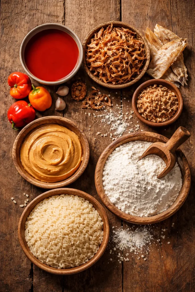 10 West African Recipes to Try at Home 11 Pantry staples: palm oil, crayfish, peanut paste, fufu flour, rice
