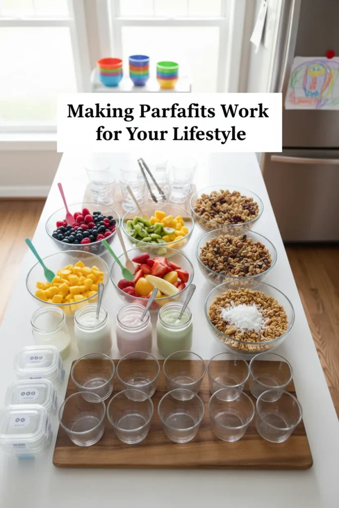 8 Yogurt Parfait Recipes for a Quick Breakfast 11 A breakfast parfait bar with various fruit and topping options