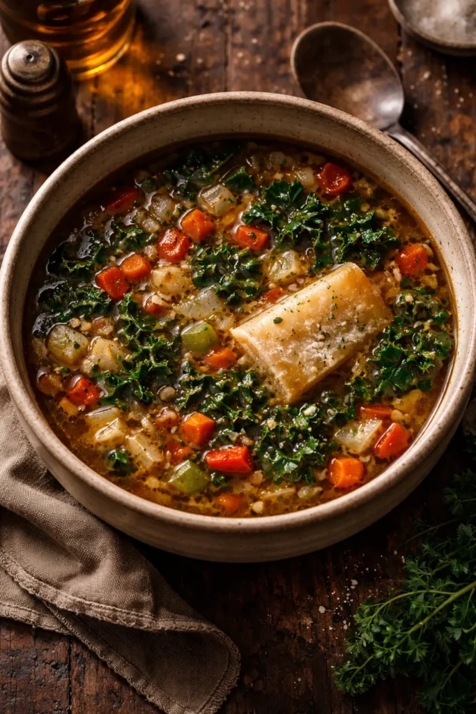 8 Vegetable Soup Recipes for Cold Nights 6 Caramelized vegetable soup with wine and parmesan rind