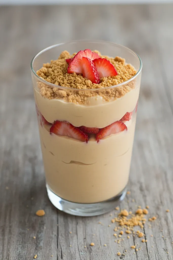 8 Yogurt Parfait Recipes for a Quick Breakfast 4 Peanut butter yogurt parfait layered with fresh strawberries and graham cracker crumbs