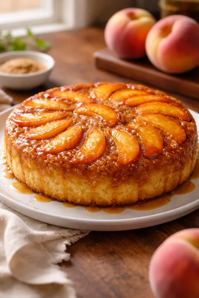 15 Fresh Peach Recipes Before Summer Ends 10 Peach upside-down cake with caramelized peaches on top
