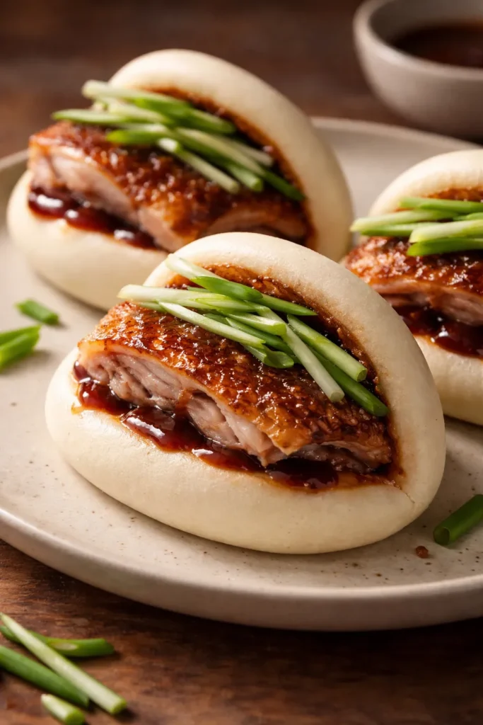 8 Bao Bun Recipes Steamed and Stuffed 6 Crispy Peking duck bao with hoisin and scallions