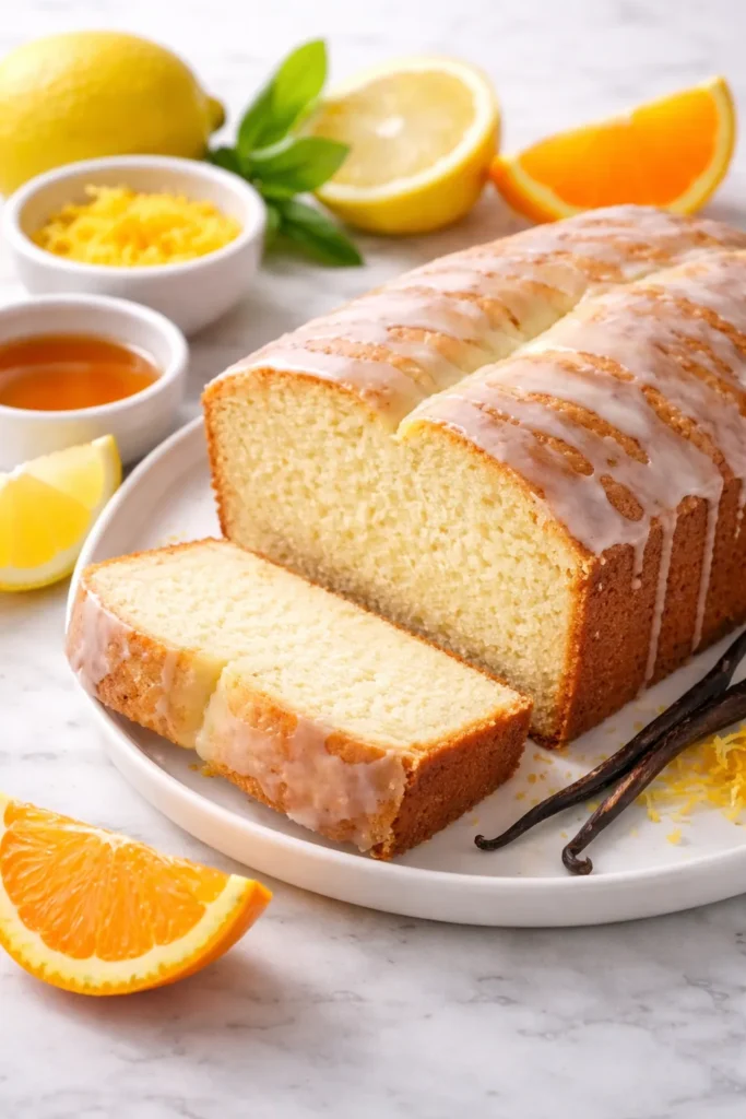 Moist Buttermilk Pound Cake that Won't Dry Out 11 Pound cake with citrus zest accents on a plate