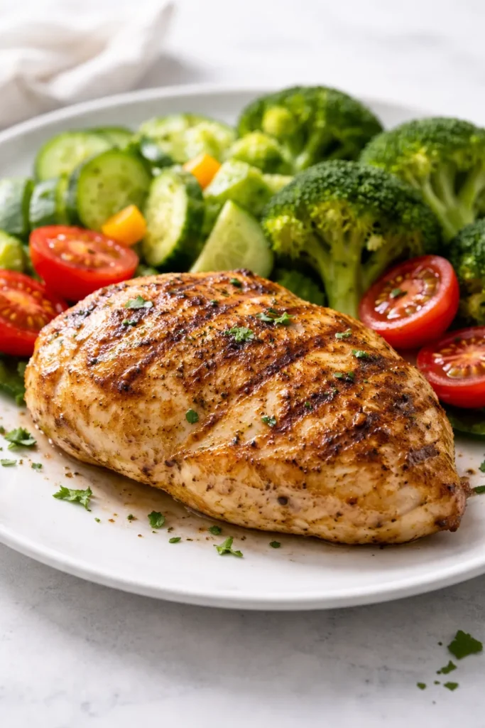 8 Calorie Deficit Meals That Keep You Full 1 Close-up of a grilled chicken breast to emphasize protein-driven fullness