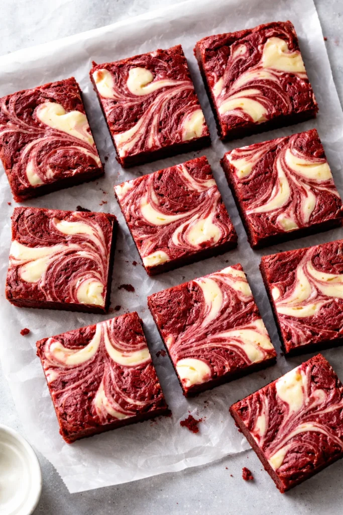 15 Easy Cream Cheese Dessert Recipes 11 Red velvet cheesecake brownies marbled with white swirls