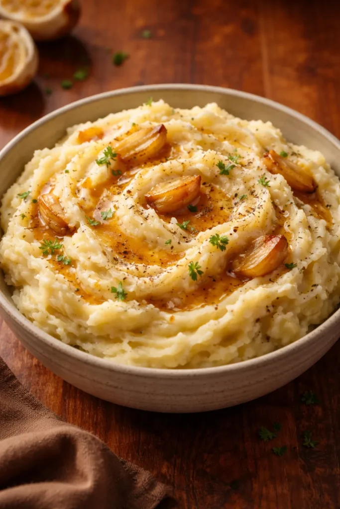 8 Mashed Potato Recipes Fluffy Every Time 5 Creamy mashed potatoes with roasted garlic and brown butter tones.