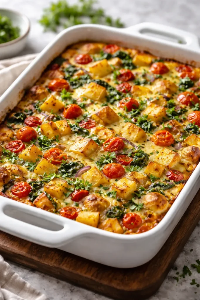 8 Breakfast Casseroles That Feed a Crowd 5 Roasted potato and vegetable egg bake in a casserole dish