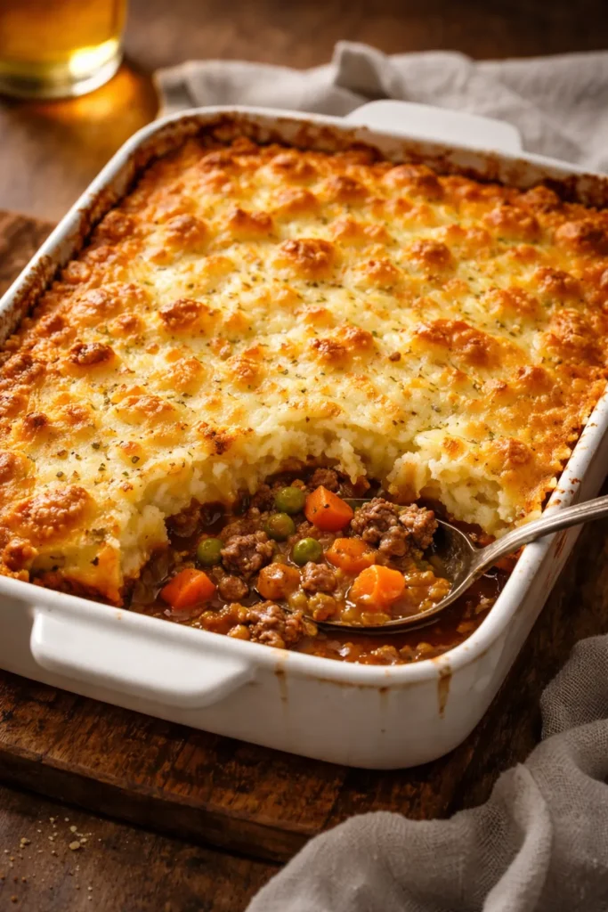 8 Make-Ahead Dinners Ready When You Are 5 Shepherd's pie with golden mashed potato crust in a baking dish
