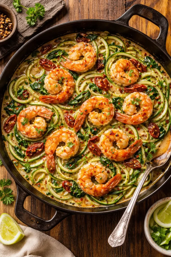 8 Paleo Dinners That Don't Taste Boring 4 Shrimp in creamy coconut milk sauce with zucchini noodles