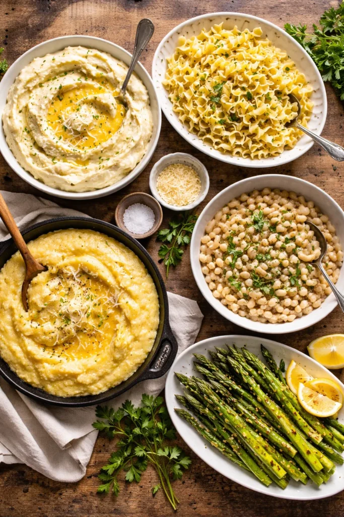 Assorted side dishes laid out to accompany showstopper mains