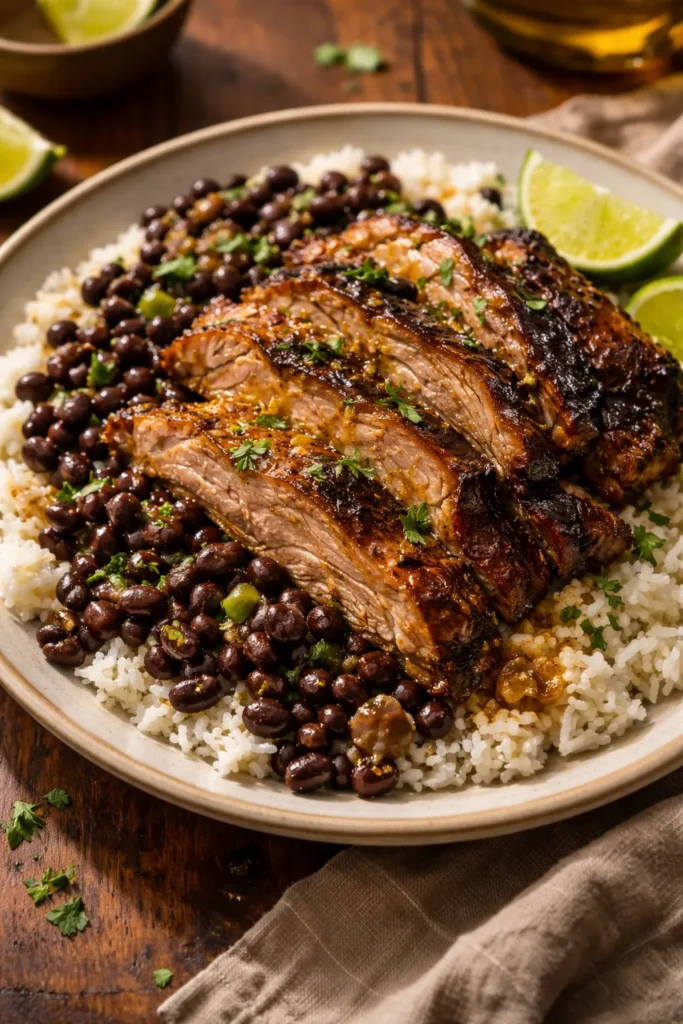 8 Mojo Pork and Cuban Rice Recipes to Try 5 Smoked mojo pork shoulder over white rice and black beans