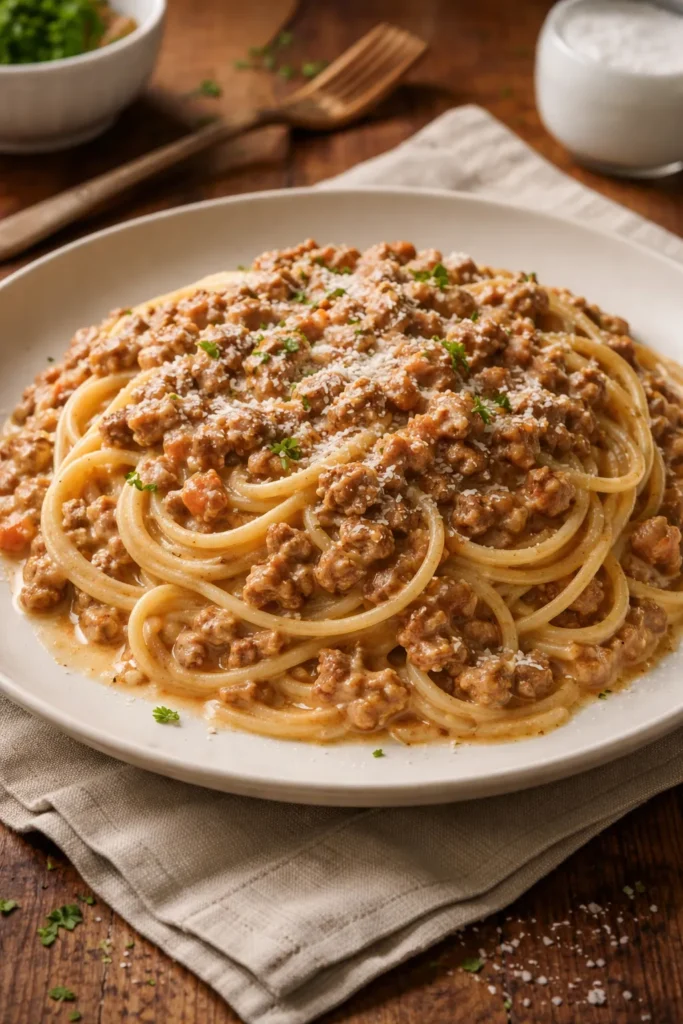 8 Spaghetti Bolognese Recipes to Try Tonight 5 Creamy milk-and-cream bolognese sauce on spaghetti