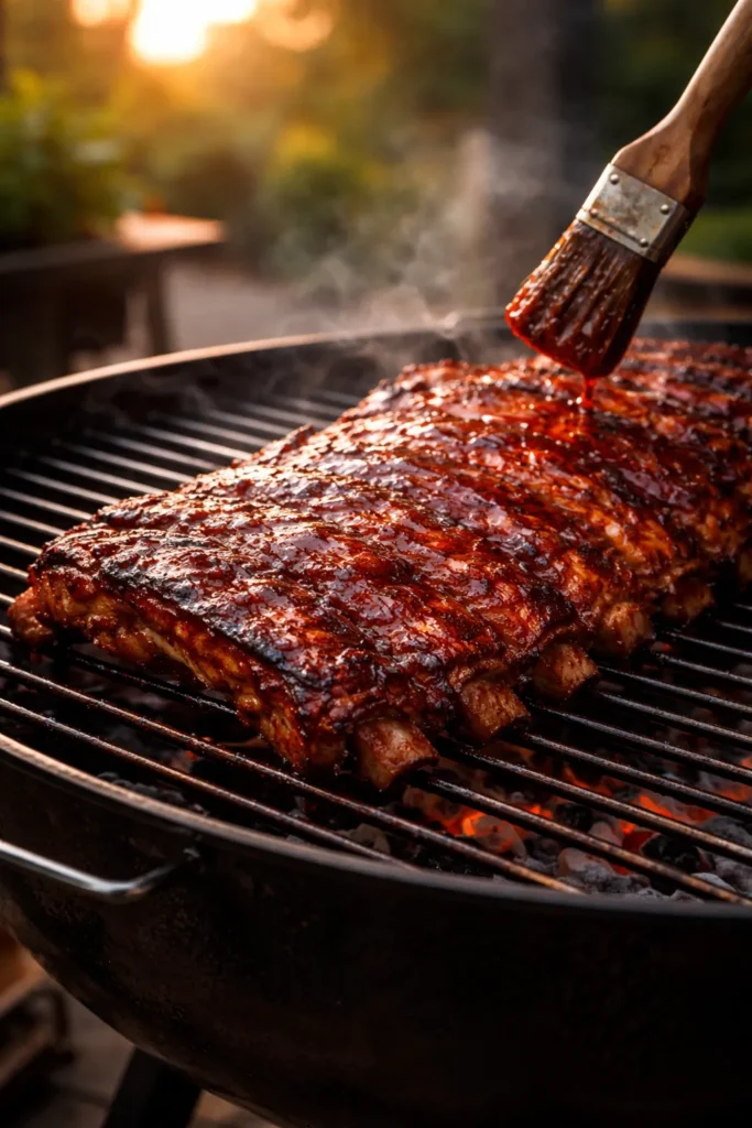8 BBQ Rib Recipes for a Backyard Cookout 3 Grilled spare ribs with char marks and glossy glaze