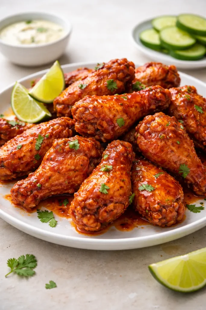 12 Chicken Wing Recipes for Game Night 10 Sriracha-coated spicy wings on plate