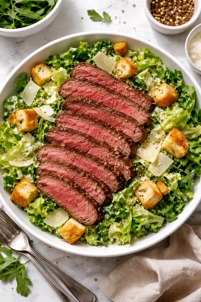 10 Easy Steak Dinners for Any Weeknight 10 Steak on a Caesar salad with romaine, parmesan, and croutons