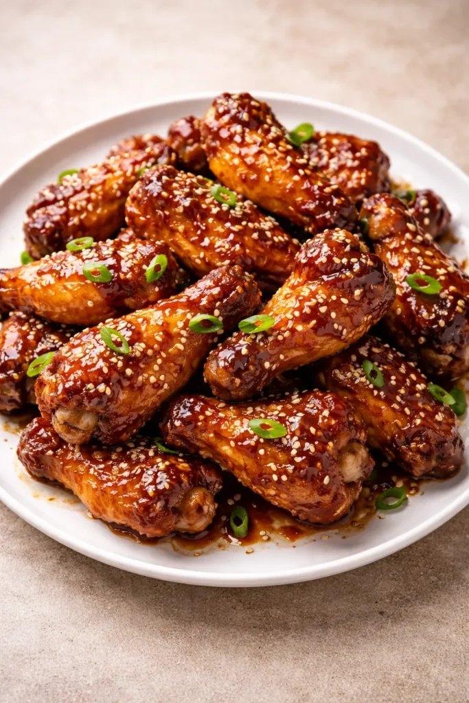 12 Chicken Wing Recipes for Game Night 7 Teriyaki wings with sesame seeds on plate