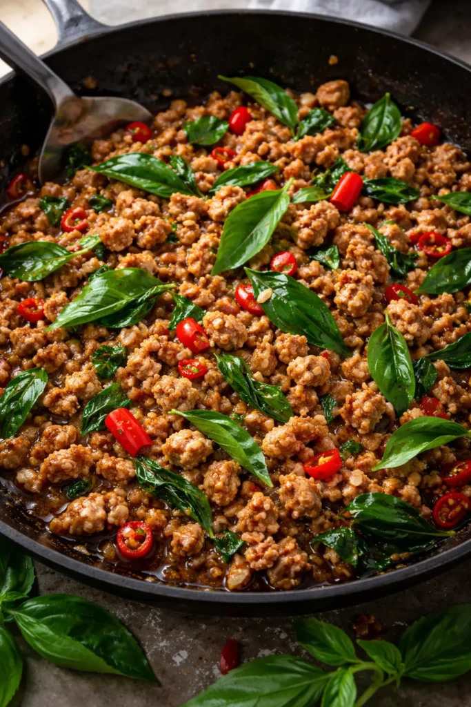 Thai basil ground turkey Pad Kra Pao