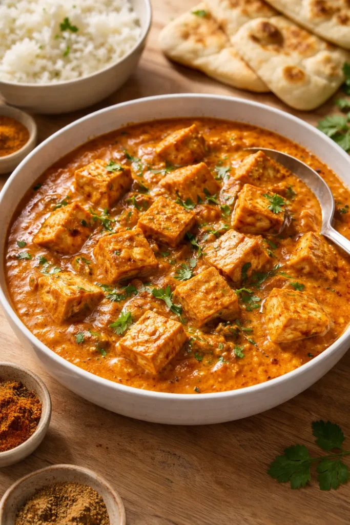 10 Easy Indian Curry Recipes for Weeknights 8 Tofu cubes in tikka masala sauce in a bowl
