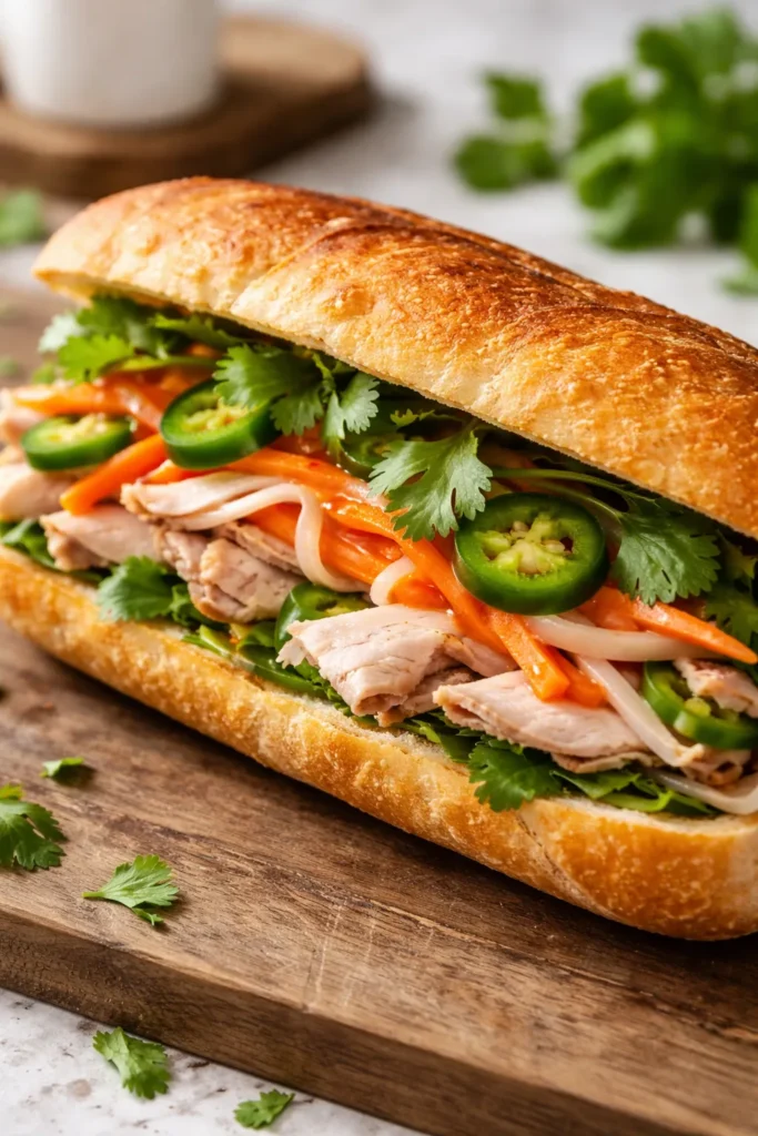 8 Leftover Turkey Recipes That Taste Better 5 Cross-section of turkey banh mi sandwich