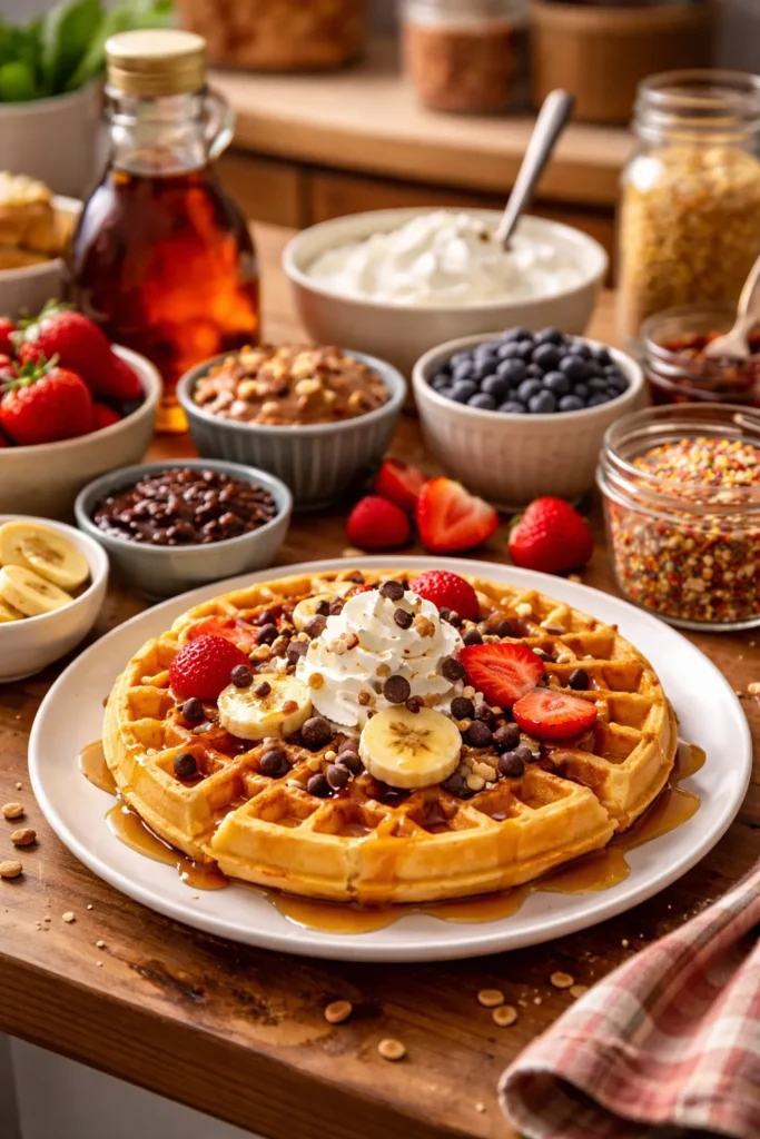 12 Fun Family Night Desserts to Make Together 6 Waffle with syrup and toppings on plate