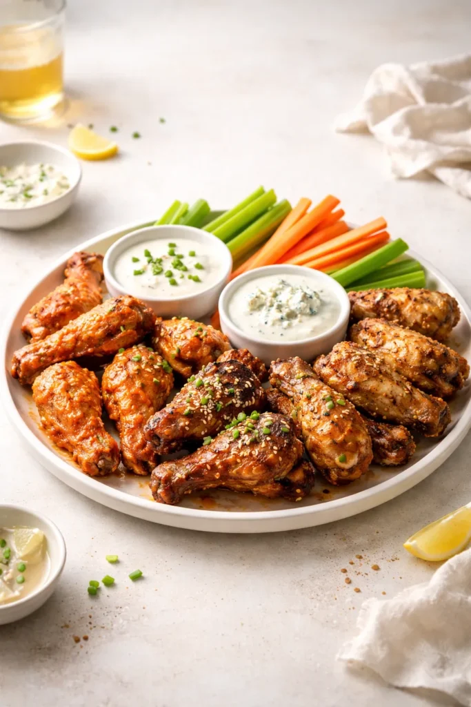 12 Chicken Wing Recipes for Game Night 13 Plate of wings on a clean surface, closing scene