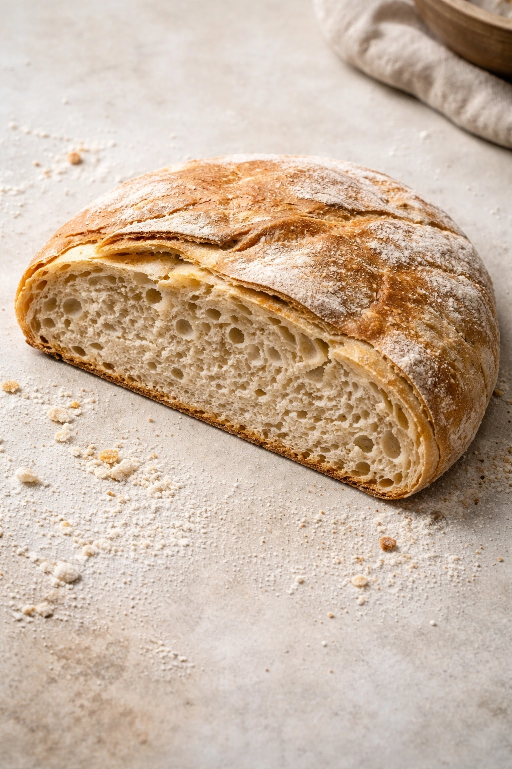 Flat collapsed loaf illustrating common beginner mistakes