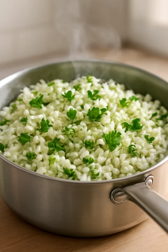 How To Make Taco Bell Chicken Burrito 6 Fluffy cilantro lime rice in a pot with cilantro and lime zest.