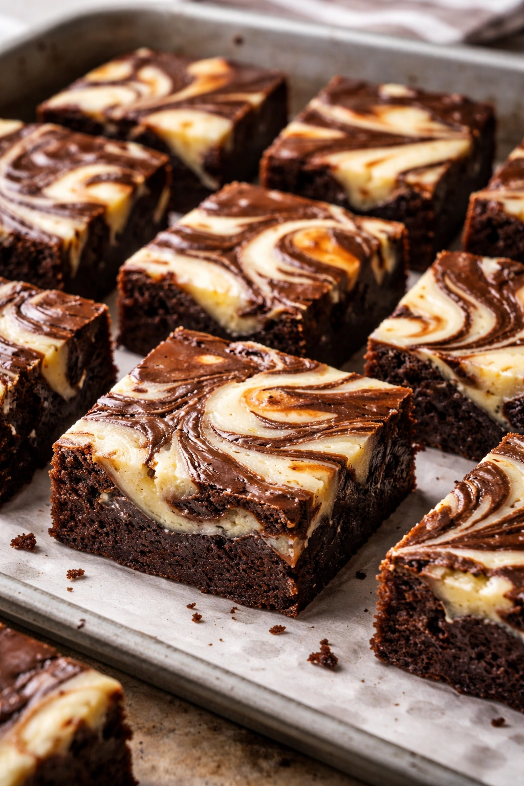 Brownies with cream cheese swirl on top