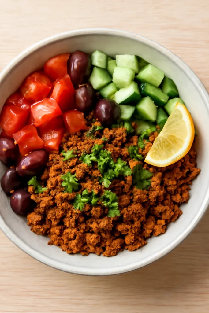 Easy Beef Meal Prep Bowls for Busy Weeks 6 Beef bowl with cilantro garnish in a shallow bowl