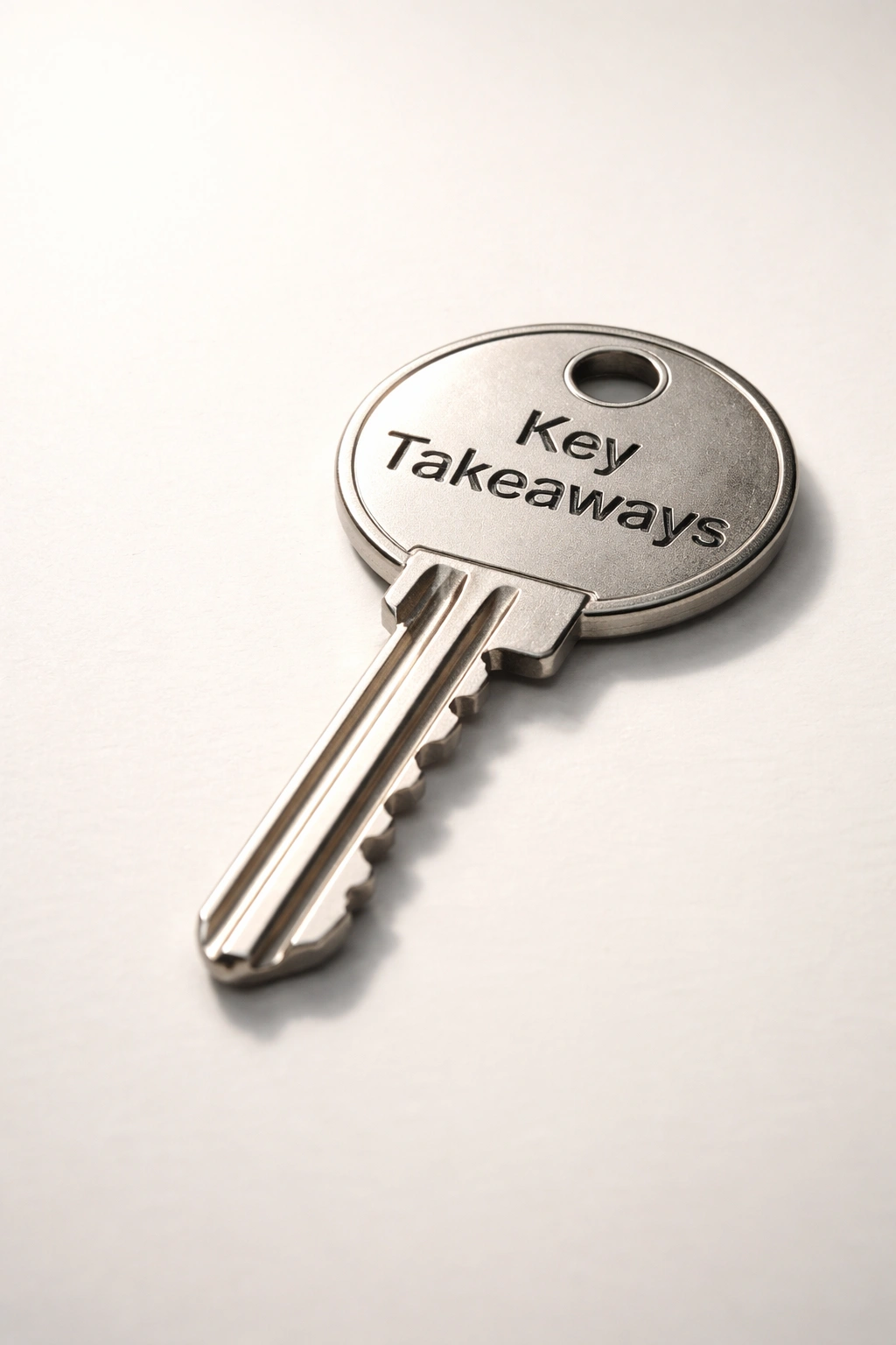 Single metallic key on a plain background
