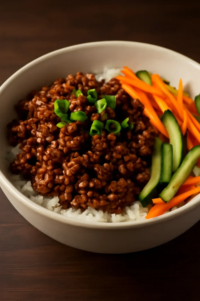 Easy Beef Meal Prep Bowls for Busy Weeks 3 Glossy beef bowl with Korean-inspired sauce in a white bowl