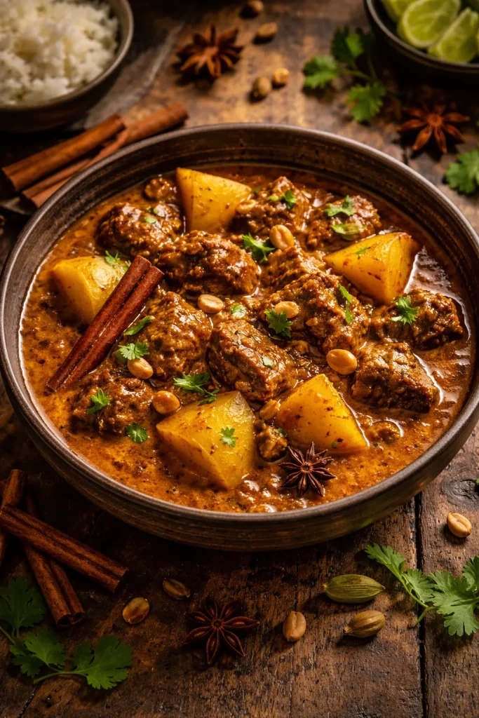 12 Thai Recipes You Can Make at Home 9 Massaman curry with meat and potatoes in coconut sauce