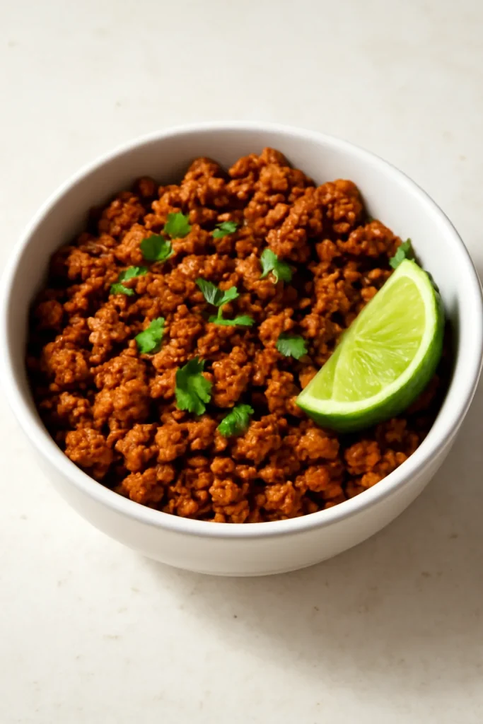 Easy Beef Meal Prep Bowls for Busy Weeks 4 Seasoned ground beef in a bowl with taco spices