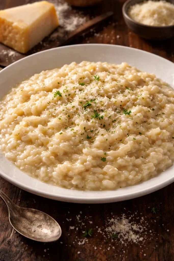 10 Italian Recipes Straight From Nonna 6 Creamy risotto alla Parmigiana in white dish