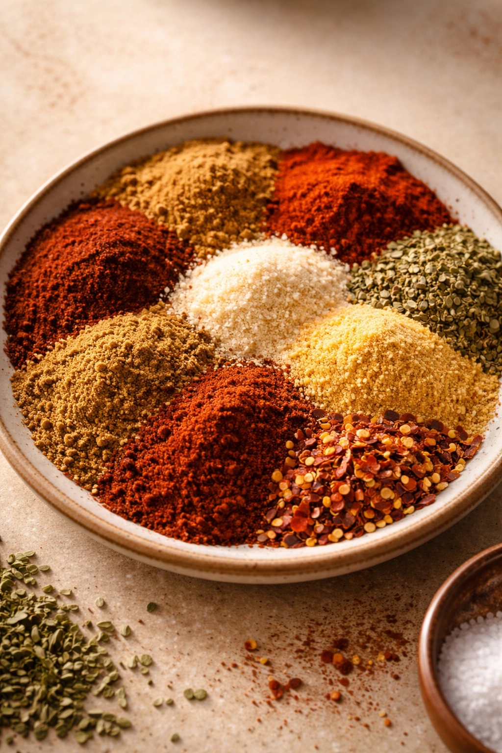 Close-up of warm taco spice blend on a plate