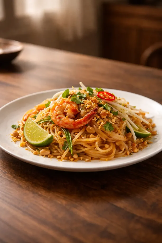 12 Thai Recipes You Can Make at Home 15 Calm kitchen scene with a single Thai dish on a clean plate