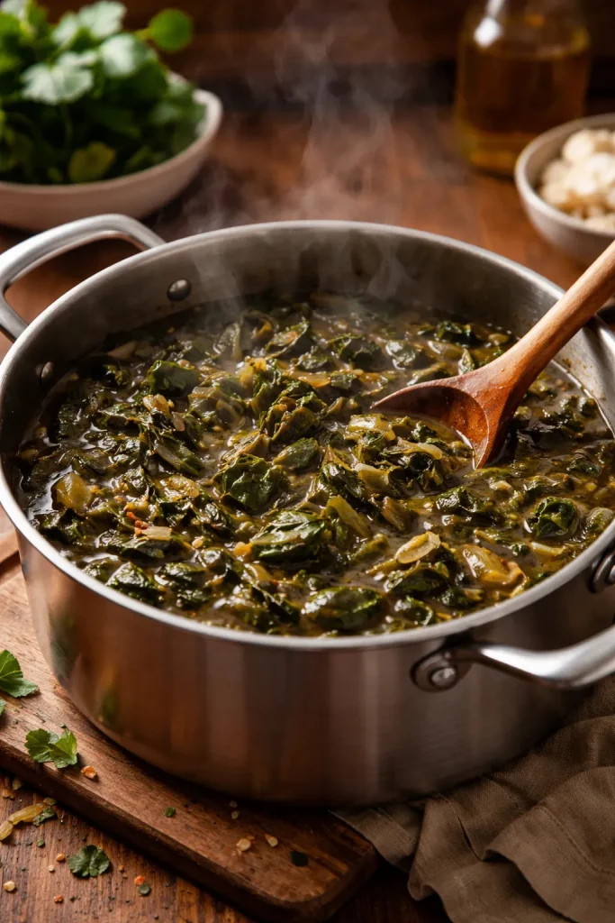 8 Southern Collard Green Recipes for Dinner 9 Vegan collard greens in vegetable broth with onions