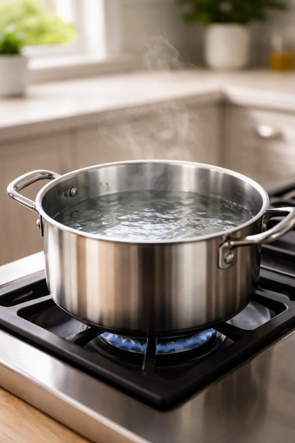 Pot of water and rice cooking highlighting water temperature matters