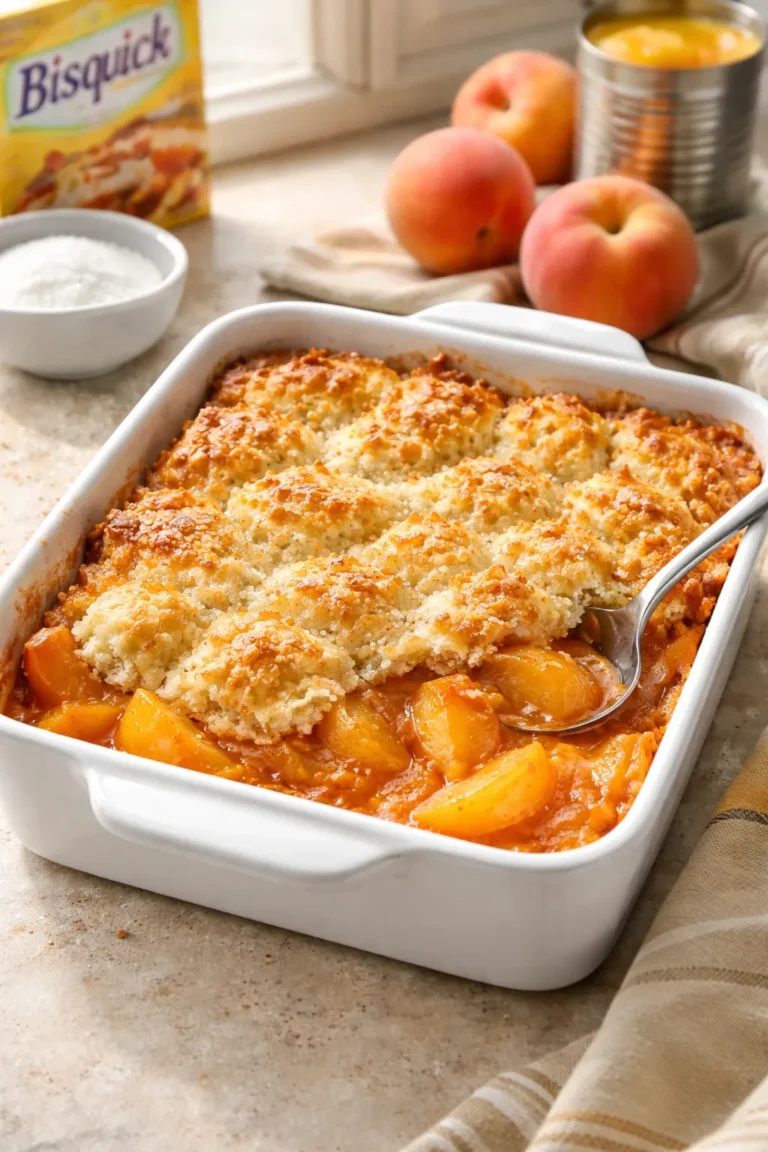 5-Minute Bisquick Cobbler With Canned Peaches