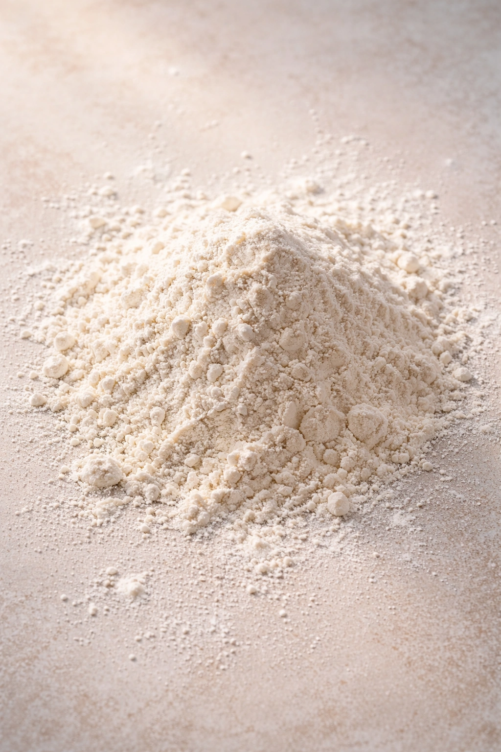 Small mound of all-purpose flour on a clean surface