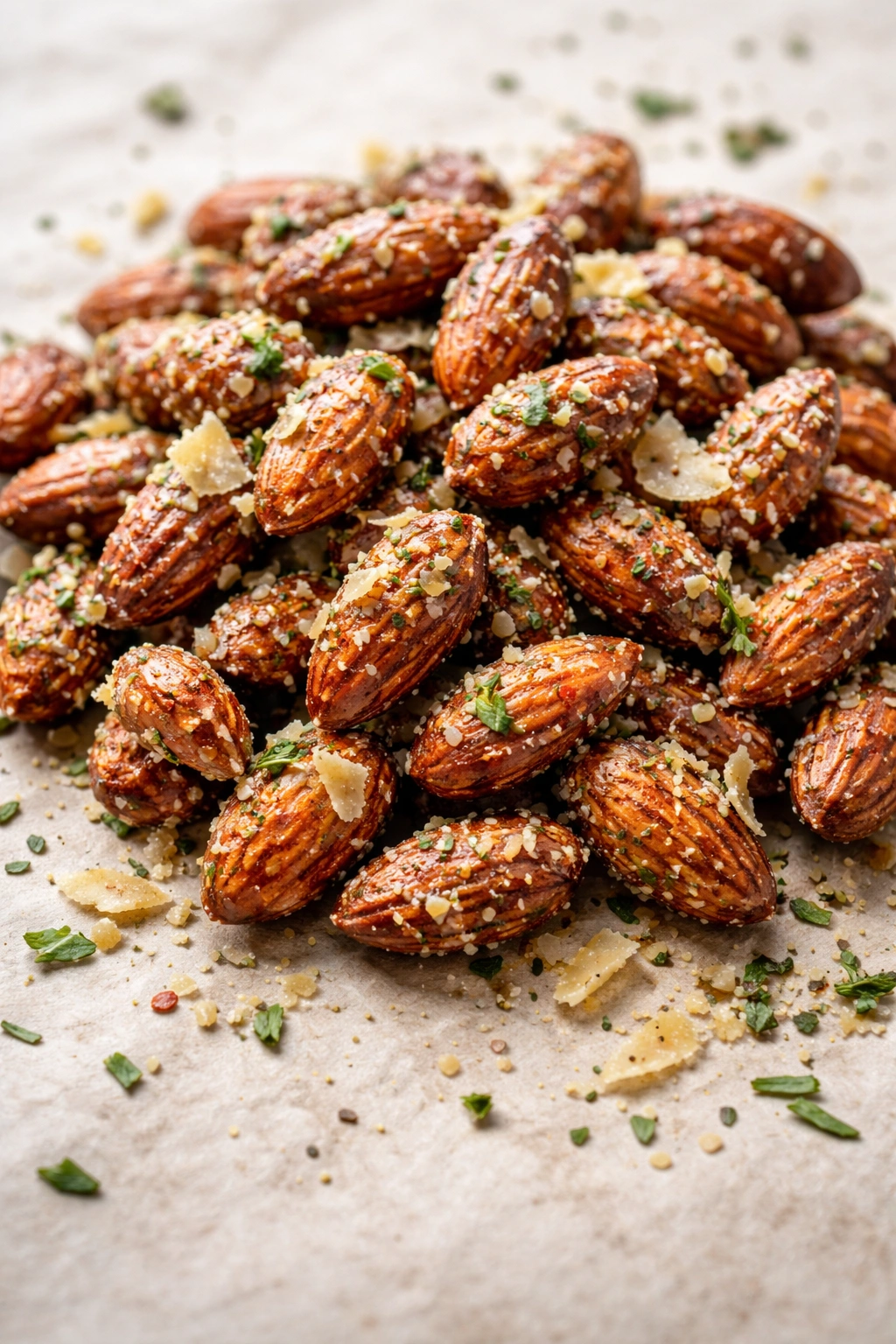 Savory roasted almonds with cheese and herbs