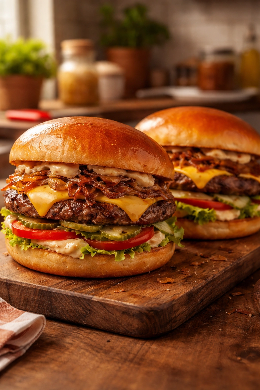 Animal Style burger with caramelized onions and cheese