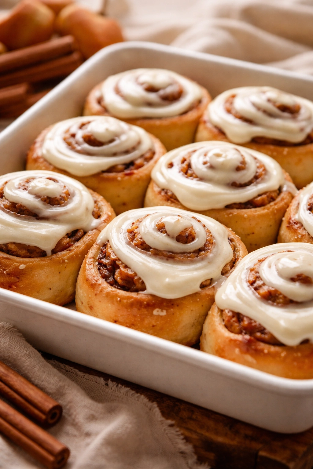 Cinnamon rolls with apple butter filling and cream cheese frosting