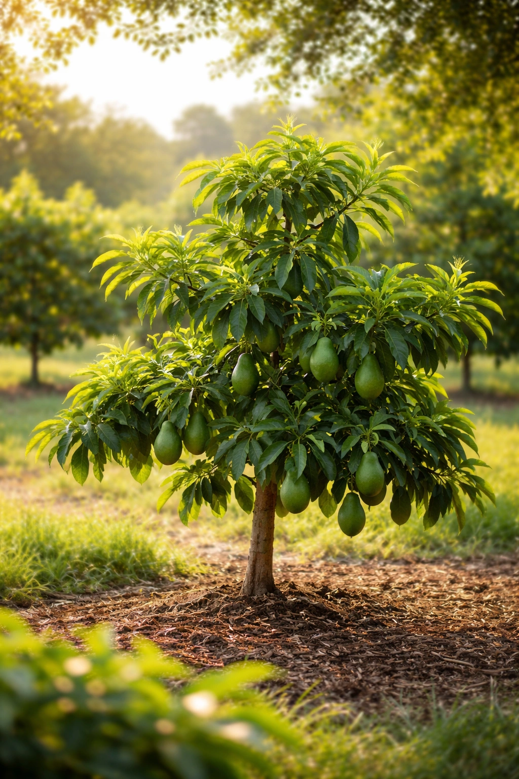 Avocado tree in seasonal light showing growth cues for timing fertilization